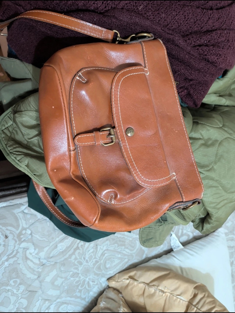 Everyday Tan Leather Crossbody Bag - Unbranded